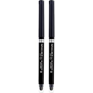 L'Oreal Paris 2x L'Oréal Paris Infaillible 36h Grip Liner Matita Occhi Automatica Waterproof Lunga Tenuta Colore 01 Intense Black - 2 Matite Occhi