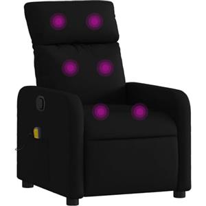 vidaXL Poltrona Massaggiante Reclinabile Nera in Tessuto