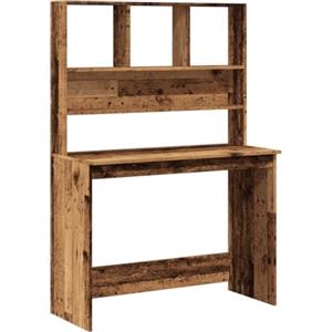 vidaXL Scrivania Mensole Legno Antico 102x45x148 cm Legno Multistrato, scrivania da Computer, scrivania autoportante, scrivania con mensole