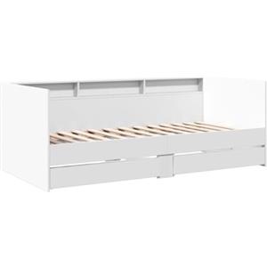 vidaXL Divano Letto con Cassetti Senza Materasso Bianco 100x200 cm