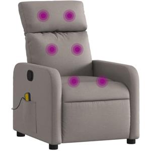 vidaXL Poltrona Massaggiante Reclinabile Tortora in Tessuto