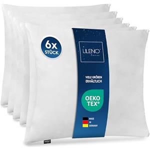 LILENO HOME Cuscino in microfibra 80x80 cm Deluxe (imbottitura 1200g) [set da 6 pezzi] lavabile fino a 95 gradi con cerniera - Cuscino 80x80 cm come imbottitura per letto - Cuscino decorativo per
