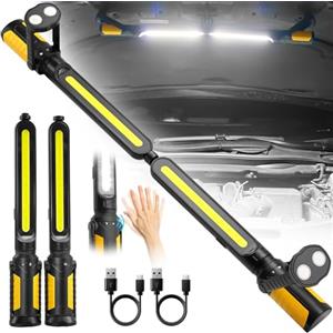 SYLSTAR Lampada da Lavoro con Controllo a Sensore, 4400mAh Lampada Officina con Batteria Ricaricabile, 3 Modalita Lampade di Ispezione con Base Magnetica per Officina Riparazioni Auto e Emergenze