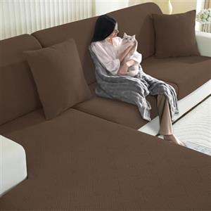 YSTELLAA Copriseduta Divano Elasticizzato, Copri Seduta Divano Antiscivolo, Universale Copridivano Cuscini Separati, Sofa Seat Cover Lavabili(1 Posto, Marrone)