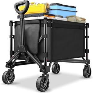 tectake®, Carrello con Ruote Portatutto a mano pieghevole, 120 L portata max 60 kg in acciaio, Carrellino con Ruote Portatutto, trolley con manico, ruote girevoli con freno, carrello spesa, campeggio