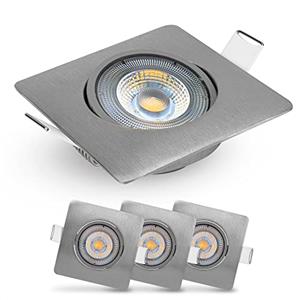 EMOS Exclusive Faretti LED da Incasso per Cartongesso 5W / 450 Lumen | Faretti da Incasso 3000k Luce Bianco caldo | Set di 3 pezzi Spot LED Orientabili a 50°, quadrato e Ultra Piatti in Argento