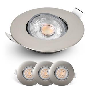 EMOS Faretti LED da Incasso per Cartongesso dimmerabile, 230V, 4,9 W/480 lm, orientabile a 50°, bianco caldo 2700k, Set di 3 Faretti LED Soffitto Incasso per interni, Rotondi, ultra sottile, Argento