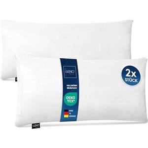 LILENO HOME Cuscino in microfibra 40x80 cm Premium (450g di imbottitura) [set da 2 pezzi] lavabile fino a 95 gradi con cerniera - Cuscino per la testa 40x80 cm come imbottitura per cuscino da letto