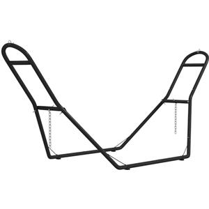 Outsunny Supporto per Amaca per 2-3 Persone, Regolabile con Piedini Antiscivolo, Sostegno per Amaca in Acciaio con Catene e Ganci a S, per Amache da 2.75-4 m, 278 cm, capacità 150 kg, Nero