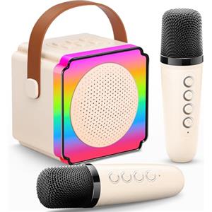 Gontence Karaoke per Bambini, Giocattolo Regalo Bambina 3-12 Anni, Karaoke con Microfono Bluetooth, Carta regalo, Luci LED, Effetti di Cambio Voce, Microfono Karaoke Regalo Giochi Bambina 3-15 Anni