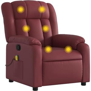 vidaXL Poltrona Massaggiante Reclinabile Rosso vino in Similpelle