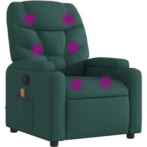 vidaXL Poltrona Massaggiante Reclinabile Verde Scuro in Tessuto