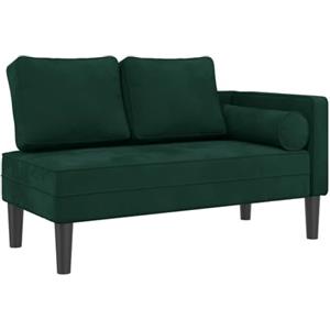 vidaXL Chaise Longue con Cuscini Verde Scuro in Velluto, divano letto, divano imbottito, seduta da soggiorno, dormeuse, seduta da salotto