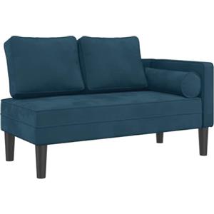 vidaXL Chaise Longue con Cuscini Blu in Velluto, divano letto, divano imbottito, seduta da soggiorno, dormeuse, seduta da salotto, divano 2 posti