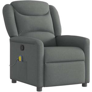 vidaXL Poltrona Massaggiante Reclinabile Grigio Scuro in Tessuto