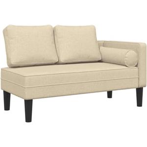 vidaXL Chaise Longue con Cuscini Crema in Tessuto