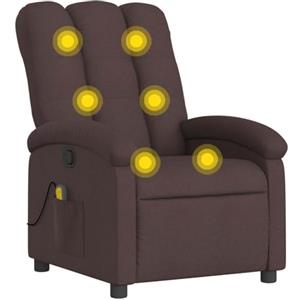 vidaXL Poltrona Massaggiante Reclinabile Marrone Scuro in Tessuto