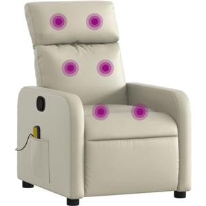 vidaXL Poltrona da Massaggiante Reclinabile Crema Similpelle