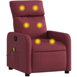vidaXL Poltrona Massaggiante Reclinabile Rosso Vino in Tessuto