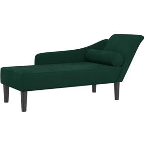 vidaXL Chaise Longue con Cuscini Verde Scuro in Velluto, divano letto, divano imbottito, seduta da soggiorno, dormeuse, seduta da salotto
