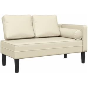 vidaXL Sdraio con Cuscini Crema in Similpelle, divano letto, divano imbottito, seduta da soggiorno, dormeuse, seduta da salotto, divano 2 posti