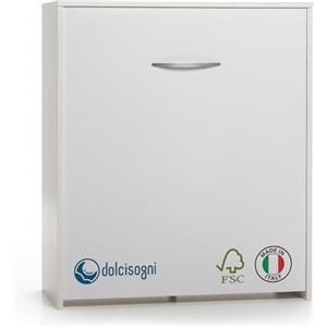 DOLCI SOGNI Mobile Letto A Scomparsa Singolo Bianco 80x190, Letto a Scomparsa con Mobile dotato di Rete a Doghe in Legno e Materasso, Letto Pieghevole Estraibile