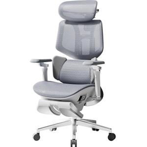 Hbada X7 Sedia Ufficio e Scrivania Ergonomica Smart, con Tracciamento Lombare Automatico, Testiera Regolabile 4D, Braccioli Regolabili a 720°, Cuscino Seduta Aereato, Girevole, Grigio