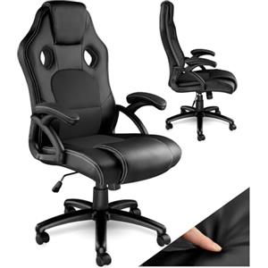 tectake® Sedia Ergonomica da Ufficio, Sedia Gaming con Ruote per Scrivania con Base Robusta e con Imbottitura Spessa, Poltrona Gaming, Adattamento Ottimale - Nero