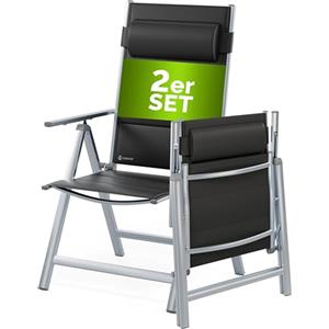 Casaria Set 2 Sedie da Giardino Schienale Regolabile 8 Livelli Supporto Lombare Alluminio Carico Max.120 kg Campeggio