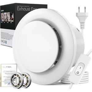 SBONNI Aspiratore Bagno 100mm con Interruttore - 12W 130m³/h Estrattore Aria Silenzioso, Ventola Aspirazione con Cavo di Alimentazione da 1,5 Metri per Bagno, Cucina, Servizi, Garage e Soffitte