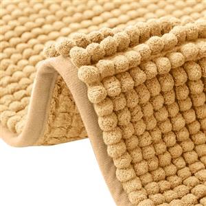 flintronic Tappeto Bagno Antiscivolo in Ciniglia, Tappetino da Bagno Antiscivolo e Morbido, Tappeto Lavabile in Lavatrice, 40 x 60 cm, Cammello