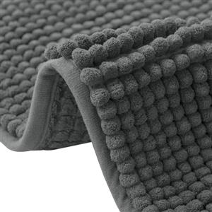 flintronic Tappeto Bagno Antiscivolo in Ciniglia e Microfibra - Morbido, Lavabile in Lavatrice, 40 x 60 cm, Grigio