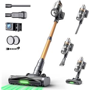 Circlio Aspirapolvere Senza Fili, 650W/65000Pa, Scopa Elettrica Senza Fili 75 Min, Aspirapolvere Senza Filo con LED Touchscreen, Autoportante Anti-Avvolgimento per Tappeti/Pavimenti/Peli Animali