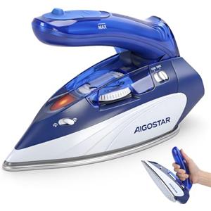 Aigostar Ferro da Stiro a Vapore da Viaggio (Doppio Voltaggio, 1100 W, Piastra in Acciaio Inox, Serbatoio D'acqua da 80 ml. Impugnatura Pieghevole) Piccolo ferro da stiro da viaggio