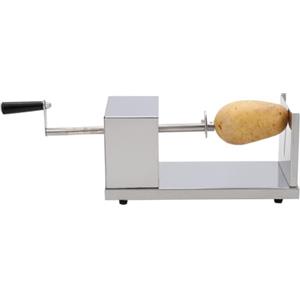 Globly Affetta Patate a Spirale in Acciaio Inox | Affettatrice per Frutta, Verdura con Manovella e Piedini in Gomma Antiscivolo