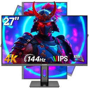 Gawfolk Gaming Monitor 27 Pollici 4k IPS, Schermo Pc 144hz Uhd 3840 X 2160p, Monitor Per Computer Per Casa E Ufficio, Hdmi, Displayport, Supporta Vesa 75 X 75 Mm
