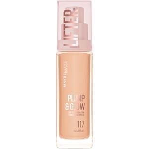 Maybelline New York Fondotinta Illuminante, Per Tutti i Tipi di Pelle, Pelle Rimpolpata e Radiosa, Finish Naturale, Con Acido Ialuronico e Niacinamide, Lifter Plump and Glow, Tonalità: 117, 30 ml