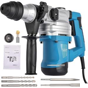 MISTRO Martello Demolitore Tassellatore 1500W: 1000RPM Trapano a Percussione Professionale con 3 Funzioni, Sistema SDS-Plus, Capacità 32mm nel Calcestruzzo, Set 5 Punte e Valigetta Inclusa