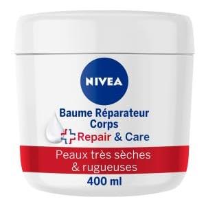 NIVEA REPAIR & CARE Balsamo riparatore viso, corpo e mani pelli molto secche (1 x 400 ml), crema alla vitamina E e glicerina per pelli ruvide extra secche, cura corpo idratante 72H