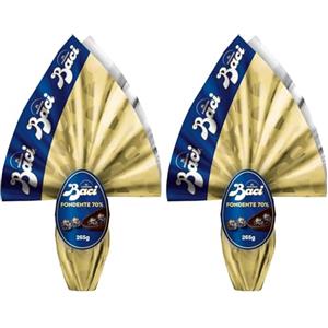 Perugina BACI PERUGINA Uovo di Pasqua 2026 Cioccolato Fondente 70% con Sorpresa e 4 Cioccolatini 265g (Confezione da 2)