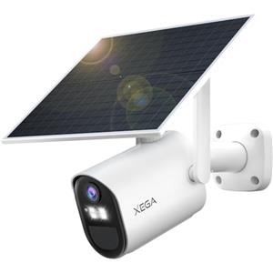 Xega Telecamera di sorveglianza 4G LTE con scheda SIM, telecamera solare esterna senza Wi-Fi con visione notturna a colori 2K, rilevamento PIR e rilevamento dell'area, batteria da 7800 mAh, pannello