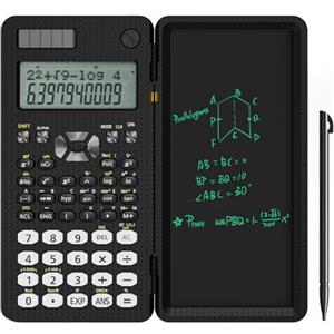 NEWYES 82MS Calcolatrice Scientifica, con Tavoletta per Scrivere, Custodia Protettiva Pieghevole, 240 Funzioni per Studenti Delle Scuole Superiori, Nera