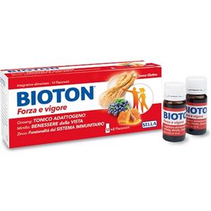 Sella Bioton Forza e Vigore - Integratore Alimentare Energetico con Ginseng, Mirtillo, Zinco e Carnitina - 14 Flaconcini da 10 ml