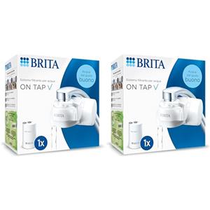 BRITA ON TAP V incl. 1 x filtro acqua rubinetto V (4 mesi) - riduce cloro, PFAS, piccole particelle e metalli - indicatore durata filtro manuale (Confezione da 2)