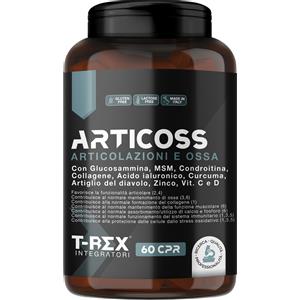T-Rex Integratori ARTICOSS - Integratore per Articolazioni con Glucosamina, Condroitina, MSM, Collagene, Acido Ialuronico, Artiglio del Diavolo, Vitamina C e D - 60 Compresse