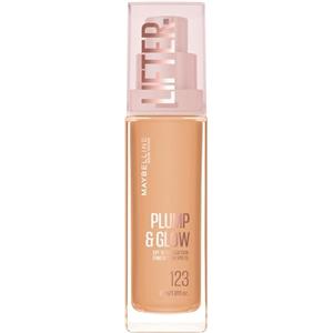 Maybelline New York Fondotinta Illuminante, Per Tutti i Tipi di Pelle, Pelle Rimpolpata e Radiosa, Finish Naturale, Con Acido Ialuronico e Niacinamide, Lifter Plump and Glow, Tonalità: 123, 30 ml