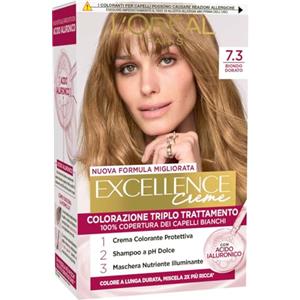 L'Oréal Paris Excellence Creme Crema Colorante Permanente 7.3 Biondo Dorato - Triplo Trattamento con Pro-Keratina e Ceramide