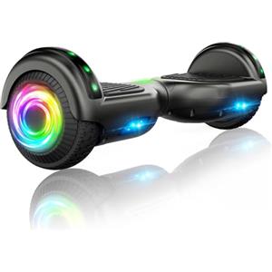 SISIGAD Offroad Hoverboard Kinder Adults mit 6,5 Reifen Leistungsstarke große Batteria Hoverboard Bluetooth-Lautsprechern LED-Licht, A02, A02-Black
