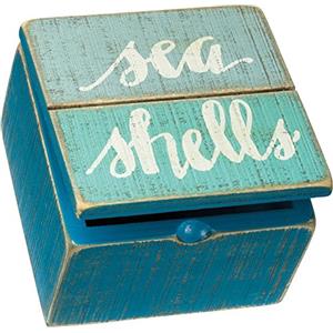 Primitives by Kathy 34483 - Scatola porta gioielli con cerniera, 10,2 x 10,2 x 7 cm, conchiglie marine