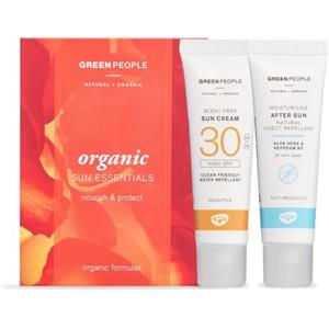 GreenPeople Green People Pacchetto da Viaggio Crema Solare Organica - Mini Set - SPF30 + Doposole con Repellente per Insetti - Sicuro per la Barriera Corallina, 2 x 30ml